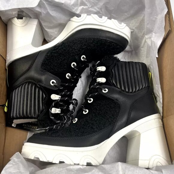 Sorel Brex Heel Women's Waterproof Boots in Black Teddy Fleece Booties Winter - Picture 2 of 8